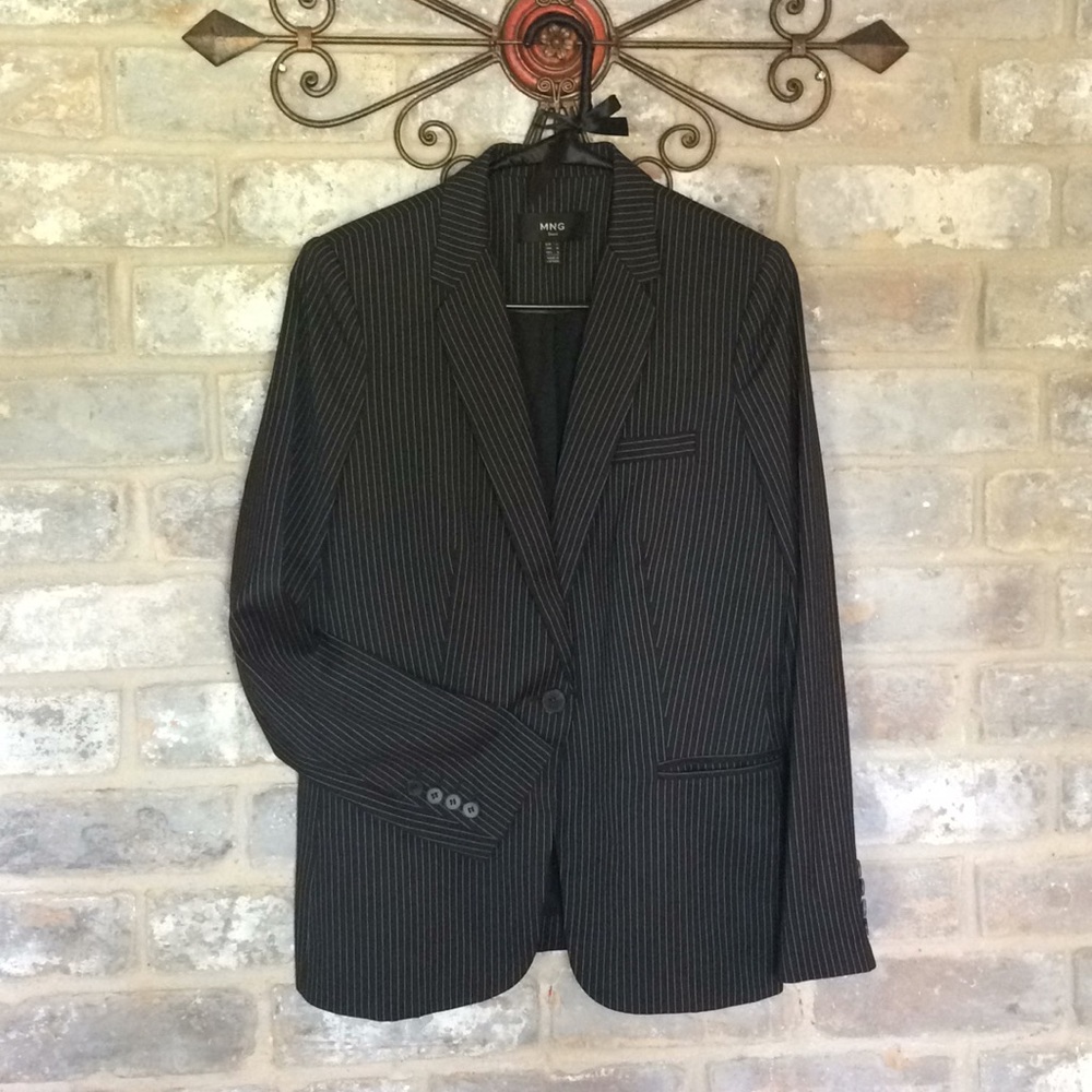 MNG Black Pinstriped Jacket medium size